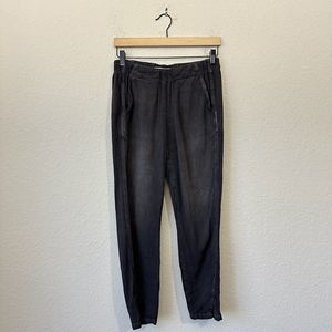 AMO Twist Pull On Ankle Pants Slit in Washed Black USA MADE